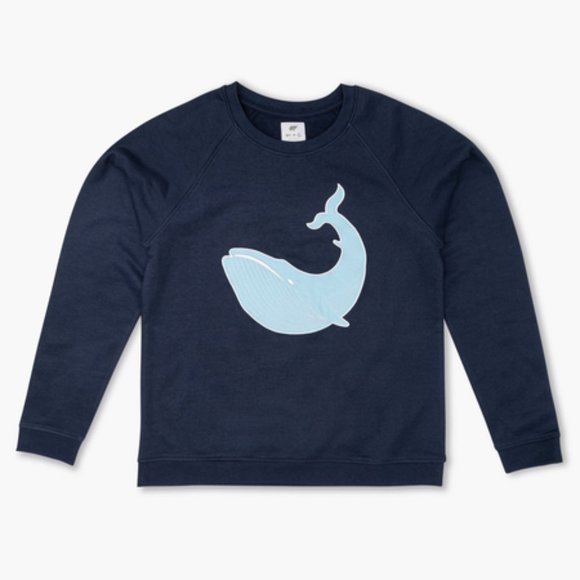 NWT Monica + Andy Crewneck Embroidered Whale Patch Sweatshirt Large - Picture 6 of 11